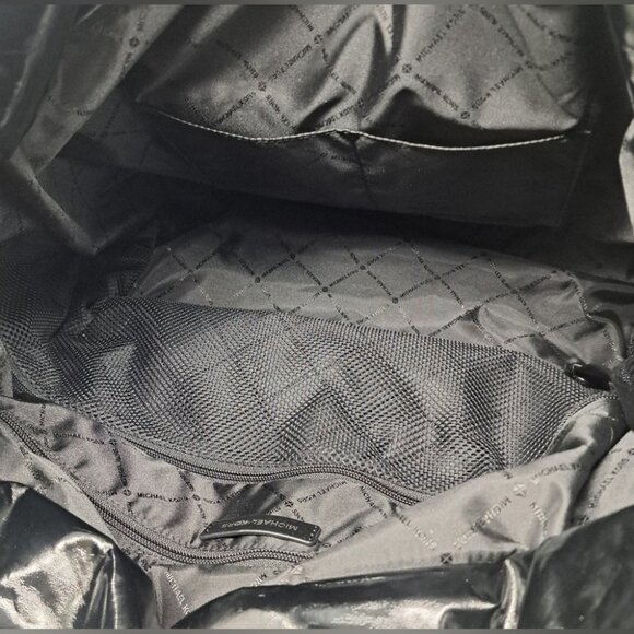 Michael Kors Rae Black Quilted Nylon Extra Large Drawstring Tote Shoulder Bag - Picture 13 of 16